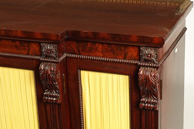 Lot 1177 - A FINE WILLIAM IV MAHOGANY BREAKFRONT SIDE CABINET IN THE MANNER OF GILLOWS