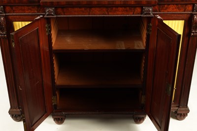 Lot 1177 - A FINE WILLIAM IV MAHOGANY BREAKFRONT SIDE CABINET IN THE MANNER OF GILLOWS