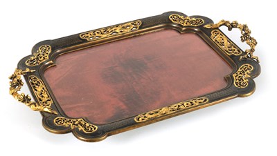 Lot 853 - A LATE 19TH CENTURY FRENCH PARCEL GILT BRONZE TRAY IN THE JAPANESQUE STYLE