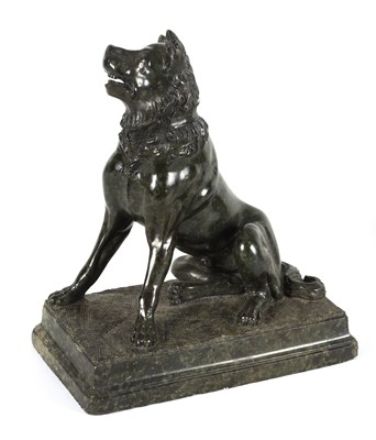 Lot 885 - A 19TH CENTURY FRENCH CARVED GREEN MARBLE SCULPTURE OF A SEATED DOG