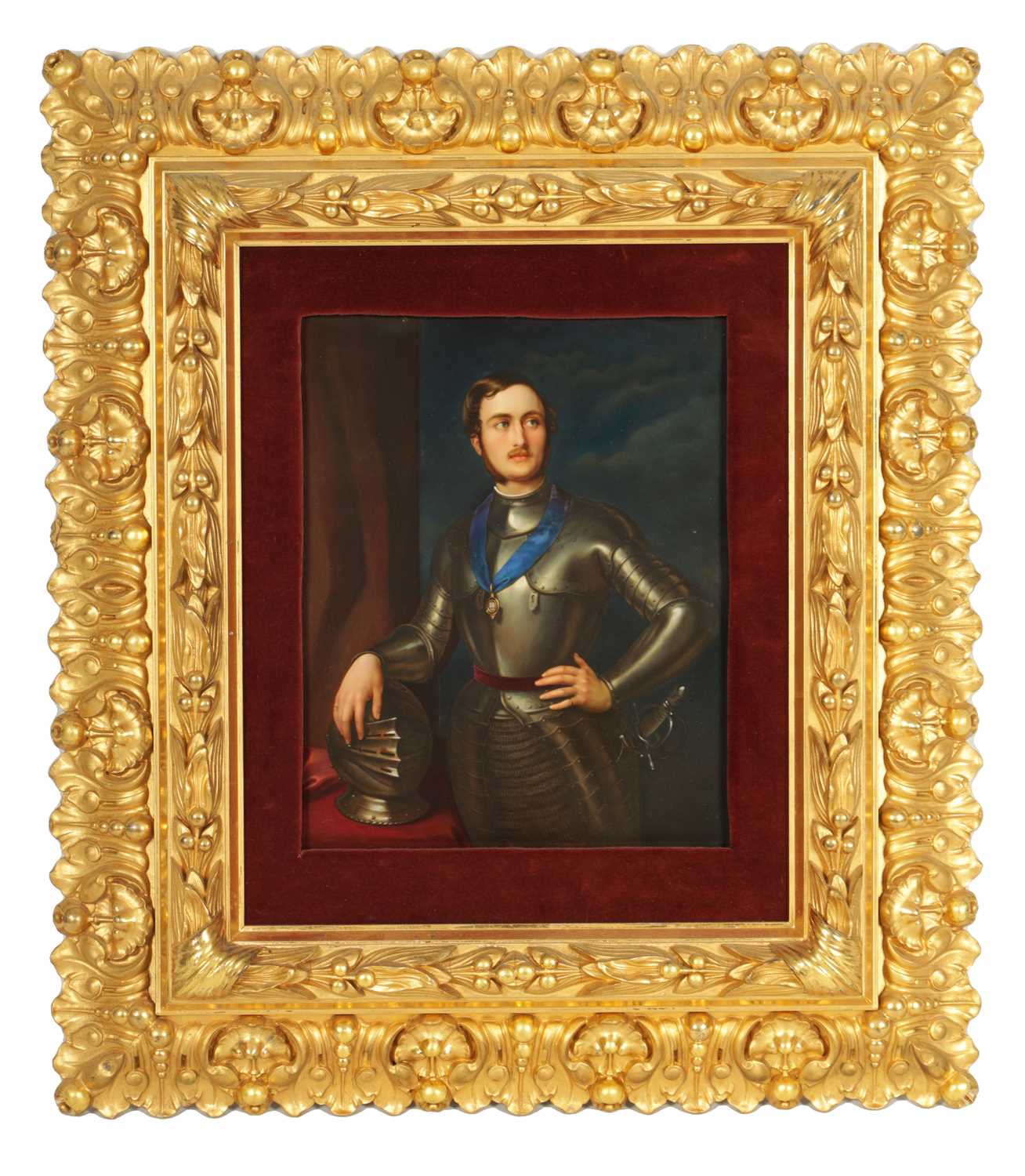Lot 94 - A LARGE 19TH CENTURY GERMAN PAINTED PORCELAIN PLAQUE OF PRINCE ALBERT