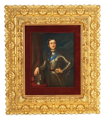 Lot 70 - A LARGE 19TH CENTURY GERMAN PAINTED PORCELAIN PLAQUE OF PRINCE ALBERT