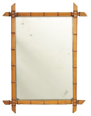 Lot 1089 - A LARGE 19TH CENTURY FAUX BAMBOO HANGING MIRROR