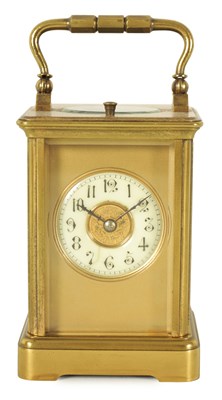 Lot 987 - A LATE 19TH CENTURY FRENCH EIGHT-DAY REPEATING BRASS CASED CARRIAGE CLOCK