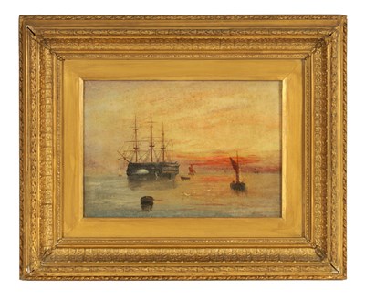 Lot 888 - J.M EDWARDS. A LATE 19TH CENTURY OIL ON CANVAS “THE GUARD SHIP”