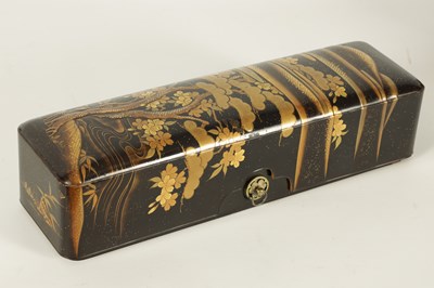 Lot 191 - A JAPANESE MEIJI PERIOD BLACK LACQUERWORK SCROLL BOX