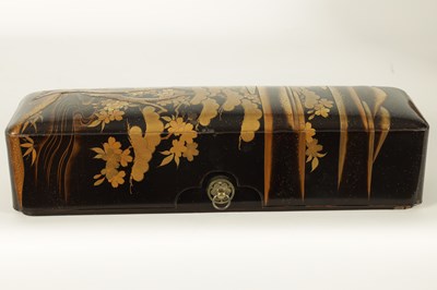 Lot 191 - A JAPANESE MEIJI PERIOD BLACK LACQUERWORK SCROLL BOX