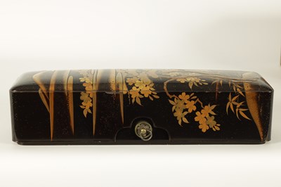 Lot 191 - A JAPANESE MEIJI PERIOD BLACK LACQUERWORK SCROLL BOX