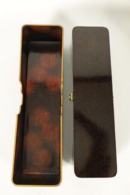 Lot 191 - A JAPANESE MEIJI PERIOD BLACK LACQUERWORK SCROLL BOX