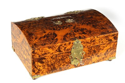 Lot 566 - A LATE 17TH CENTURY DOME TOPPED MULBERRY WOOD CASKET