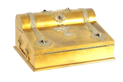 Lot 644 - A 19TH CENTURY GILT BRASS WRITING SLOPE