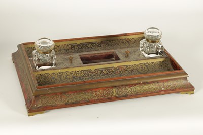 Lot 622 - C. ASPREY 166, BOND STREET, LONDON. A FINE TORTOISESHELL BOULLE WORK  DESK PEN AND INK STAND