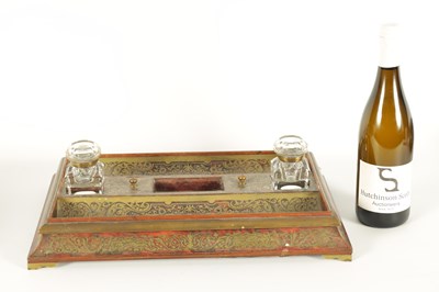 Lot 622 - C. ASPREY 166, BOND STREET, LONDON. A FINE TORTOISESHELL BOULLE WORK  DESK PEN AND INK STAND