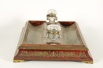 Lot 622 - C. ASPREY 166, BOND STREET, LONDON. A FINE TORTOISESHELL BOULLE WORK  DESK PEN AND INK STAND