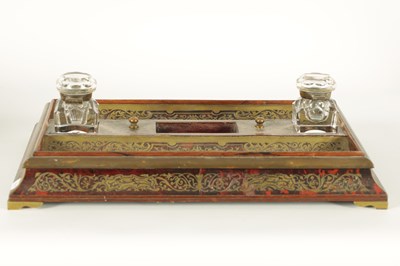 Lot 622 - C. ASPREY 166, BOND STREET, LONDON. A FINE TORTOISESHELL BOULLE WORK  DESK PEN AND INK STAND