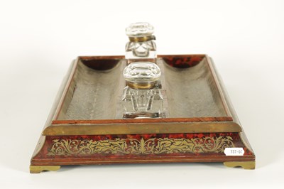 Lot 622 - C. ASPREY 166, BOND STREET, LONDON. A FINE TORTOISESHELL BOULLE WORK  DESK PEN AND INK STAND