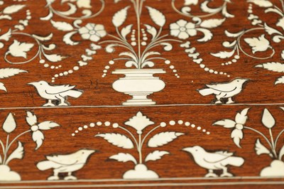 Lot 208 - A GOOD 19TH CENTURY ANGLO INDIAN HARDWOOD AND IVORY INLAID TABLE CABINET