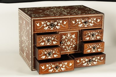 Lot 208 - A GOOD 19TH CENTURY ANGLO INDIAN HARDWOOD AND IVORY INLAID TABLE CABINET