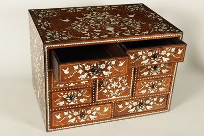 Lot 208 - A GOOD 19TH CENTURY ANGLO INDIAN HARDWOOD AND IVORY INLAID TABLE CABINET