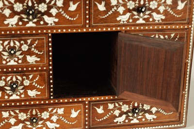 Lot 208 - A GOOD 19TH CENTURY ANGLO INDIAN HARDWOOD AND IVORY INLAID TABLE CABINET