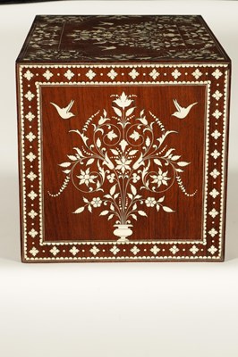 Lot 208 - A GOOD 19TH CENTURY ANGLO INDIAN HARDWOOD AND IVORY INLAID TABLE CABINET