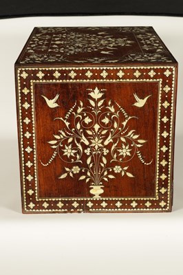 Lot 208 - A GOOD 19TH CENTURY ANGLO INDIAN HARDWOOD AND IVORY INLAID TABLE CABINET