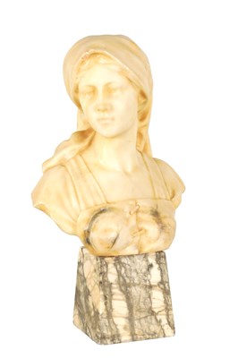 Lot 638 - A 19TH CENTURY FRENCH ALABASTER SCULPTURE OF AN ART NOUVEAU YOUNG LADY SIGNED BLASCHE