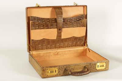 Lot 632 - A GOOD VINTAGE CROCODILE BRIEFCASE