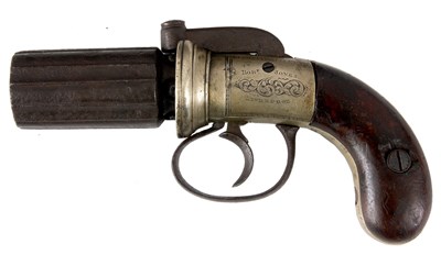 Lot 360 - A 19TH CENTURY PERCUSSION PEPPERBOX PISTOL BY...