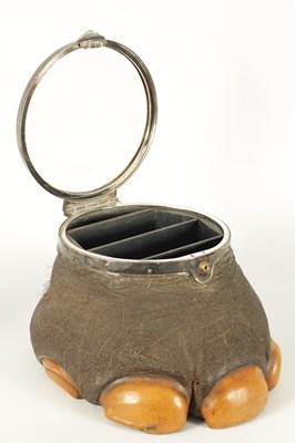 Lot 513 - A LATE 19TH CENTURY TAXIDERMY ELEPHANT FOOT