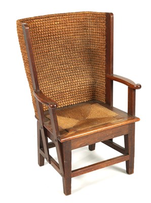 Lot 1187 - AN EARLY 20TH CENTURY OAK FRAMED CHILD'S ORKNEY CHAIR