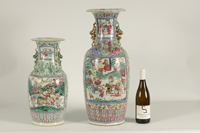 Lot 107 - TWO LATE 19TH CENTURY CHINESE FAMILLE ROSE PORCELAIN VASES