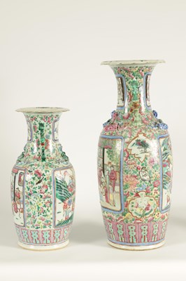 Lot 107 - TWO LATE 19TH CENTURY CHINESE FAMILLE ROSE PORCELAIN VASES