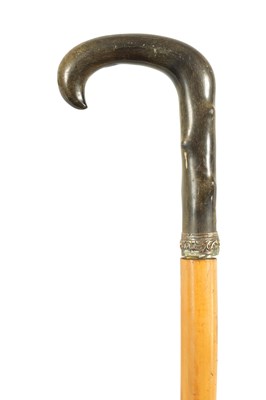 Lot 437 - A LATE 19TH CENTURY RHINOCEROS HORN HANDLED SWORD STICK