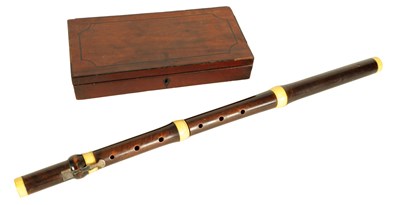 Lot 492 - A LATE 18TH CENTURY CASED BOXWOOD AND IVORY FLUTE BY KUSDER