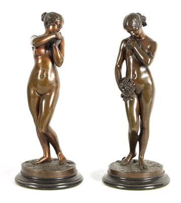 Lot 705 - CHARLES CUMBERWORTH (1811-1852) AND CHARLES AUGUSTE FRAIKIN (1817-1893) A PAIR OF LATE 19TH CENTURY FIGURAL BRONZE SCULPTURES