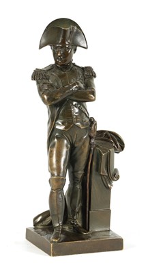 Lot 738 - A 19TH CENTURY BRONZE SCULPTURE OF NAPOLEON