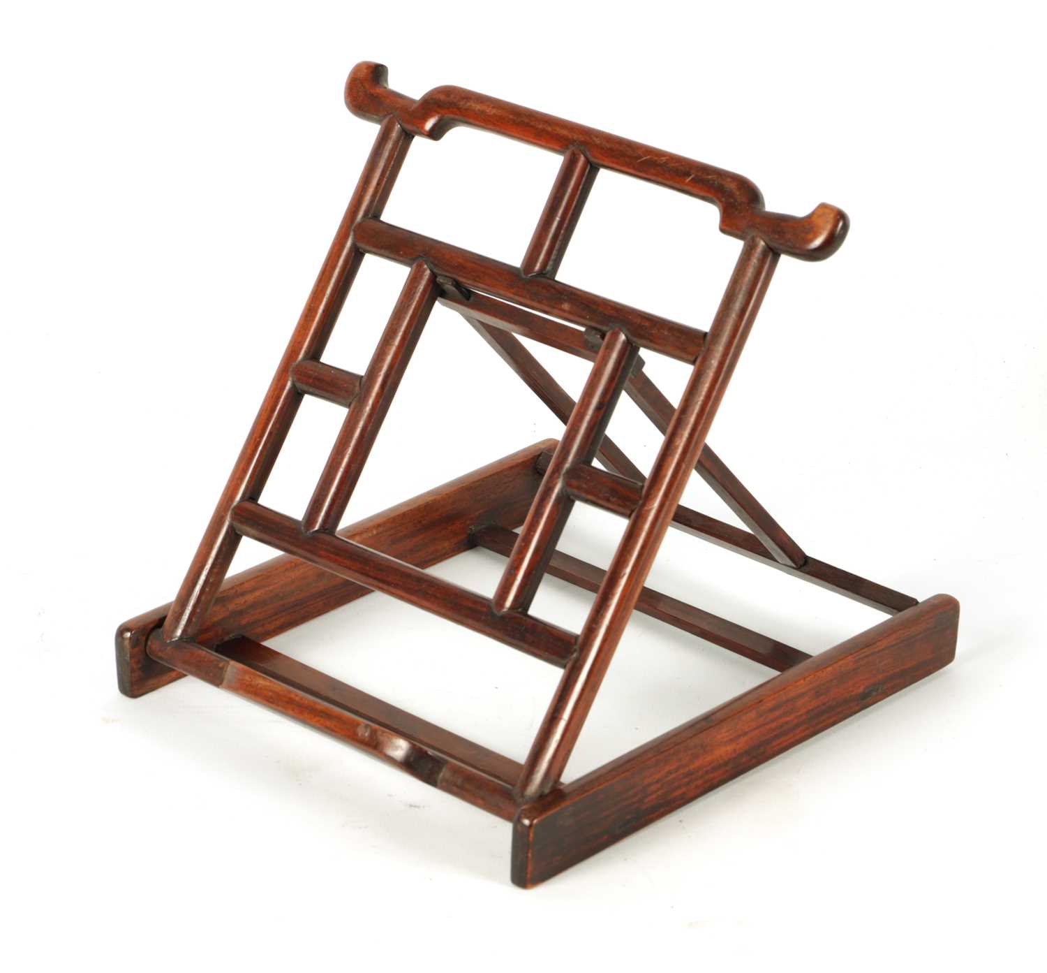 Lot 108 - A 19TH CENTURY CHINESE HARDWOOD PORTABLE BOOKREST/EASEL