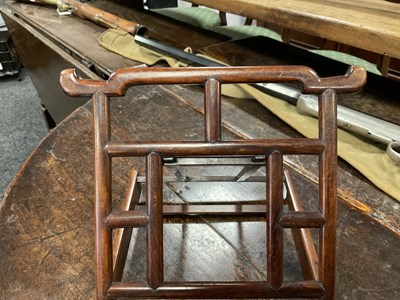 Lot 108 - A 19TH CENTURY CHINESE HARDWOOD PORTABLE BOOKREST/EASEL