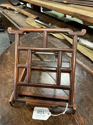 Lot 108 - A 19TH CENTURY CHINESE HARDWOOD PORTABLE BOOKREST/EASEL