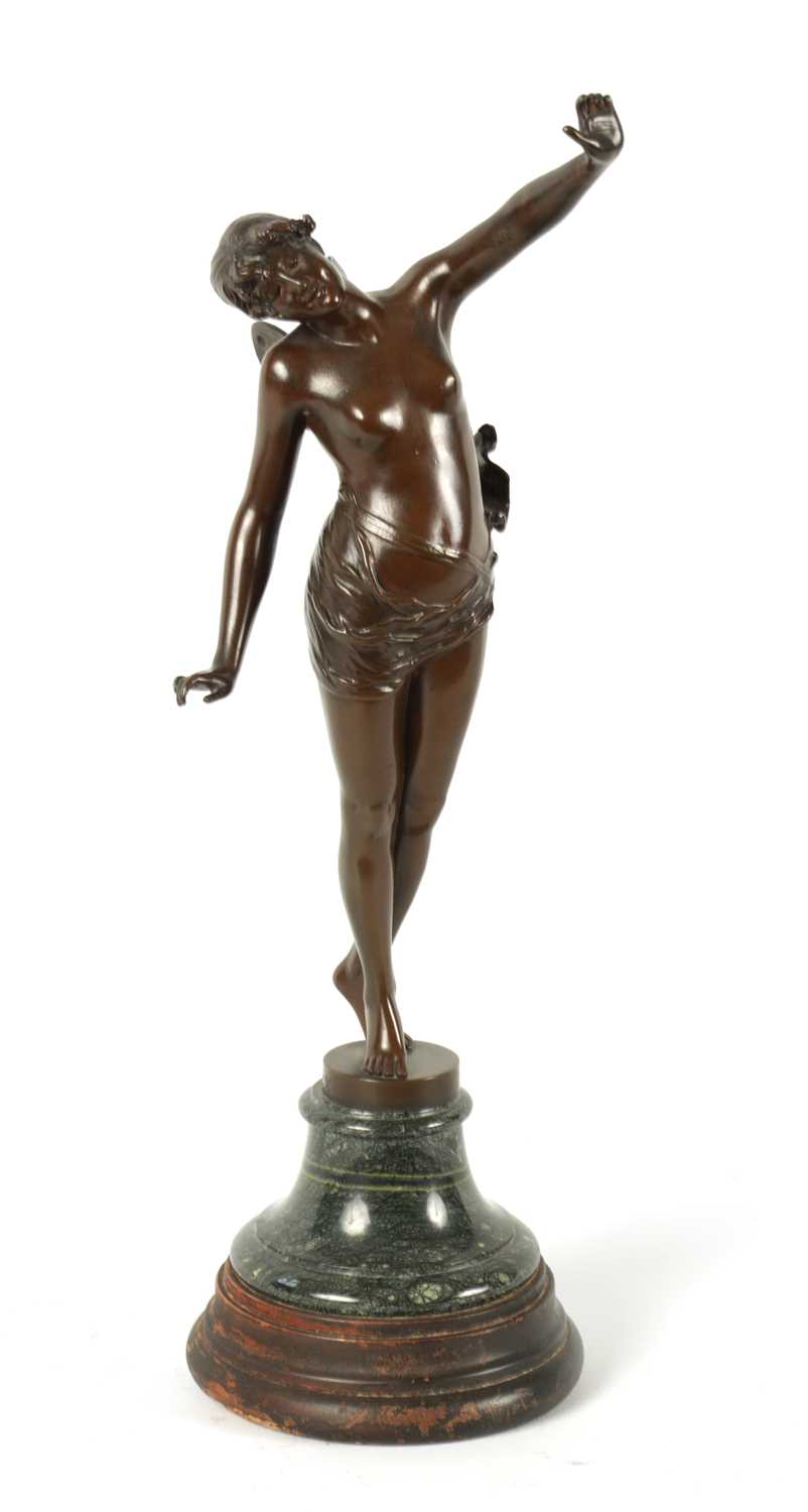 Lot 735 - FRANZ ROSSE (1856-1900) AN ART NOUVEAU BRONZE SCULPTURE OF A SEMI NUDE WINGED ANGEL