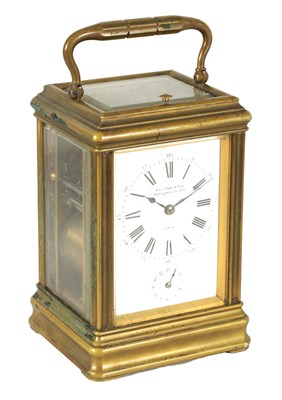 Lot DROCOURT, PARIS. A LATE 19TH CENTURY GRANDE SONNERIE GORGE CASED BRASS REPEATING CARRIAGE CLOCK