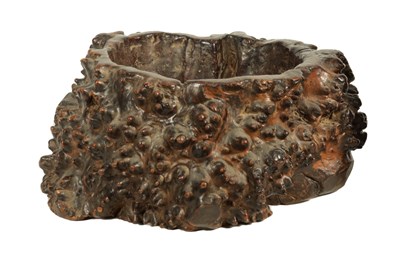Lot 173 - A 19TH CENTURY CHINESE BURR ROOT WOOD BOWL