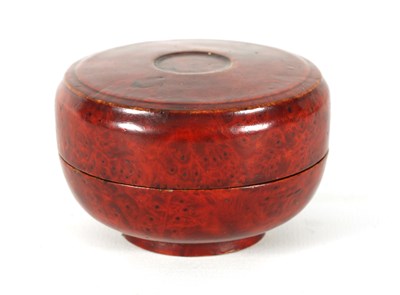 Lot 182 - A 19TH CENTURY CHINESE BURR-WOOD TURNED LIDDED BOX