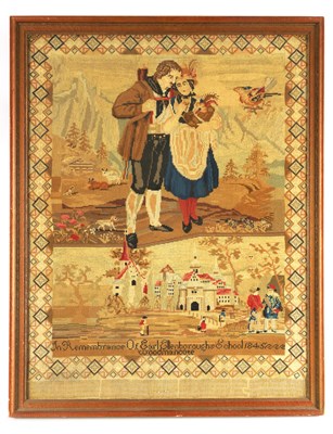 Lot 808 - A 19TH CENTURY TAPESTRY SAMPLER