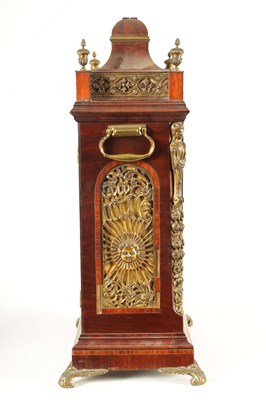 Lot 988 - JOHN SCOTT, GLOUCESTER STREET, LONDON. A LATE 18TH CENTURY THREE TRAIN QUARTER STRIKING INLAID AND ORMOLU MOUNTED MAHOGANY BRACKET CLOCK