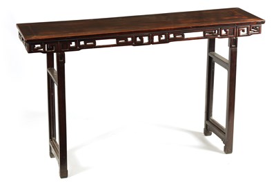 Lot 135 - A 19TH CENTURY CHINESE HARDWOOD ALTAR TABLE OF GOOD COLOUR AND PATINA