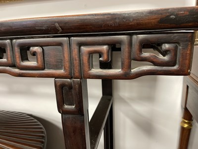 Lot 135 - A 19TH CENTURY CHINESE HARDWOOD ALTAR TABLE OF GOOD COLOUR AND PATINA