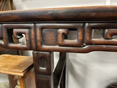 Lot 135 - A 19TH CENTURY CHINESE HARDWOOD ALTAR TABLE OF GOOD COLOUR AND PATINA