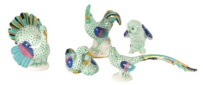 Lot 83 - A GROUP OF FIVE HEREND, HUNGARY BIRD FIGURES